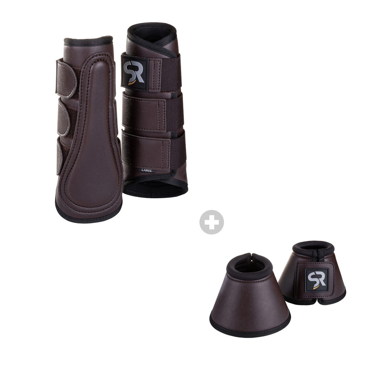 Leather dressage boots with bell boots (set of 4)