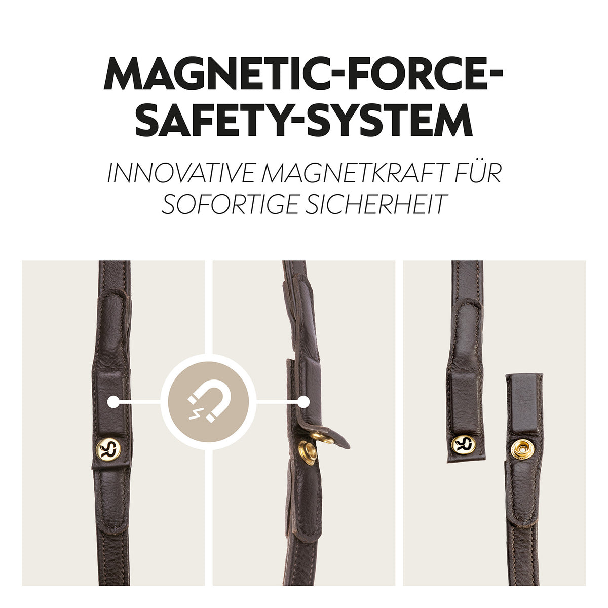 Safety rubber reins with magnet "NoPanic"