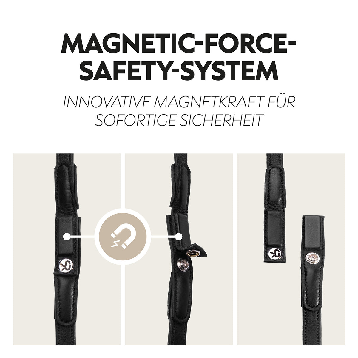 Safety rubber reins with magnet "NoPanic"