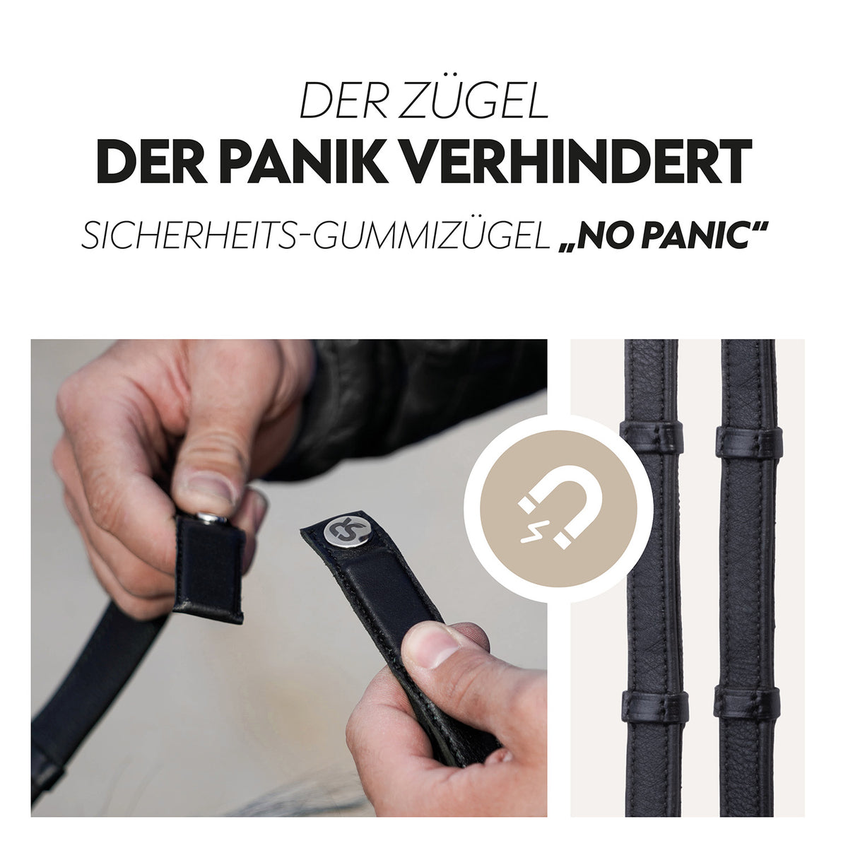 Safety rubber reins with magnet "NoPanic"