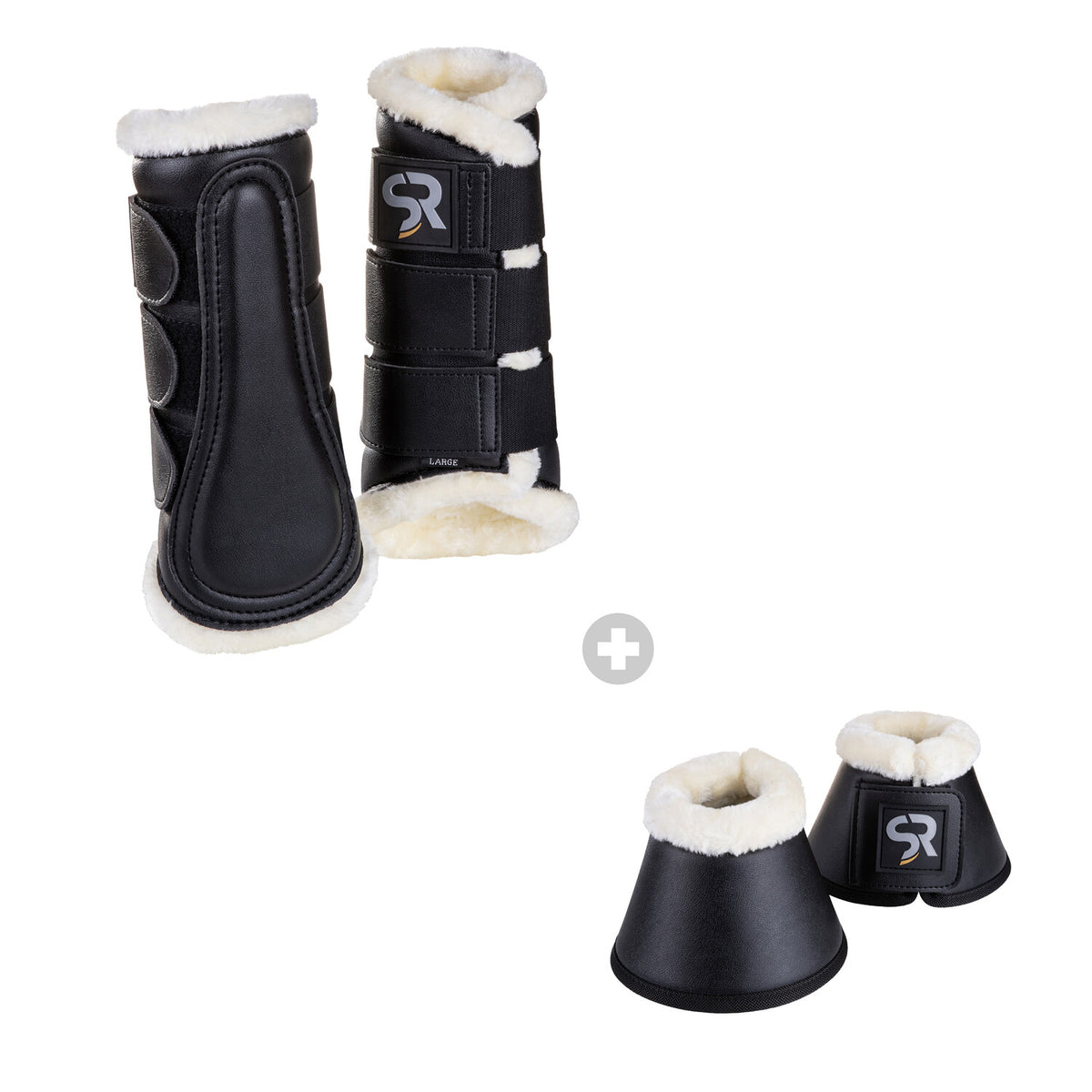 Dressurgamaschen mit Hufglocken (Fell, 4er Set)
