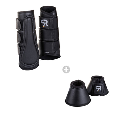 Leather dressage boots with bell boots (set of 4)
