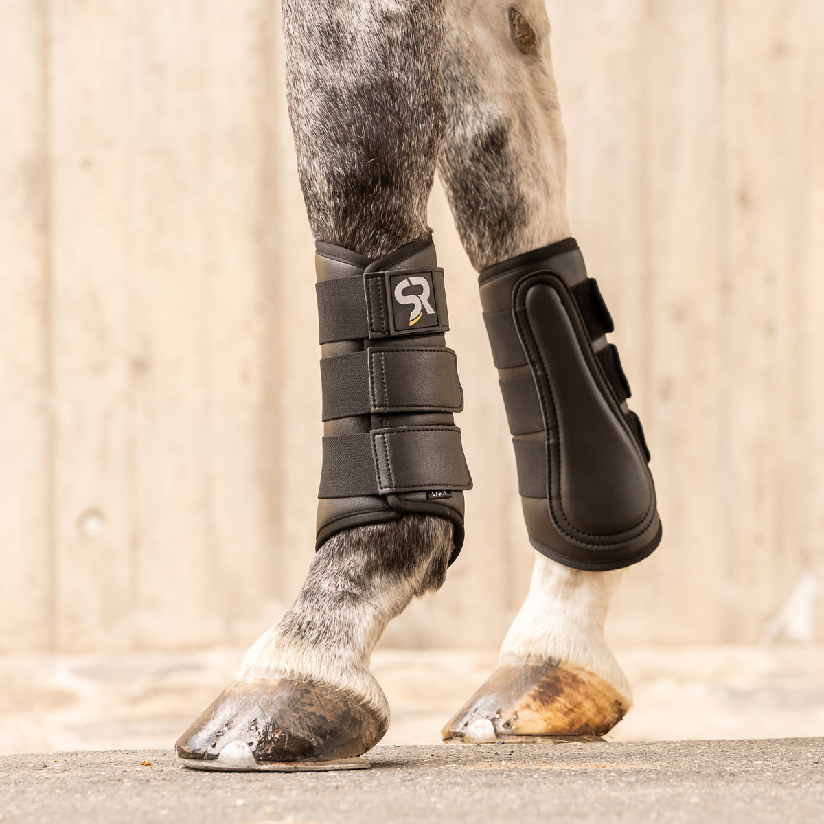 Leather dressage boots with bell boots (set of 4)