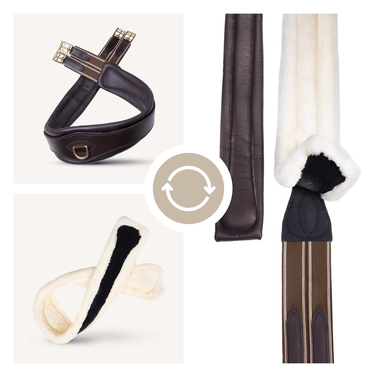 2-in-1 Leather Saddle Girth with Fur "SohoFlex"