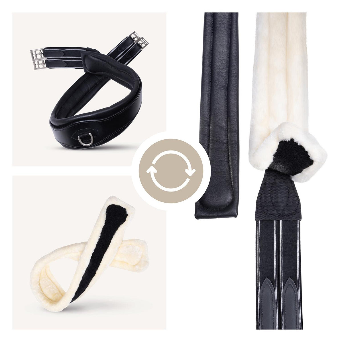 2in1 Leder Sattelgurt mit Fell "SohoFlex"