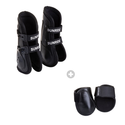 Leather jumping boots with fetlock boots (double Velcro, set of 4)