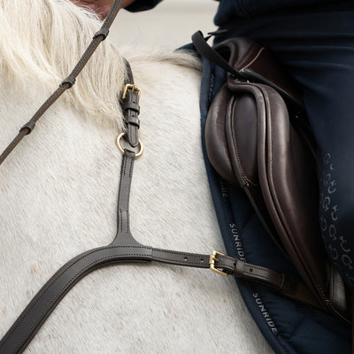 Breastplate "Ascot" with martingale usable as 3-point and 5-point