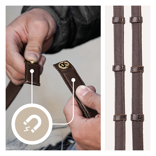 1 Safety rubber reins with magnet "NoPanic"