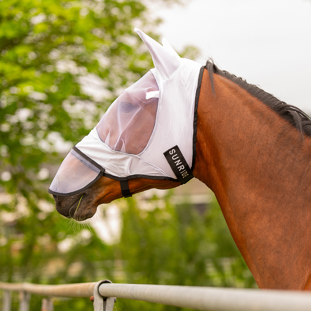 fly mask miami white on a horse