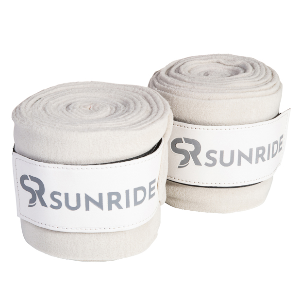 set of two beige fleece bandages with velcro closure from wellington line by sunride