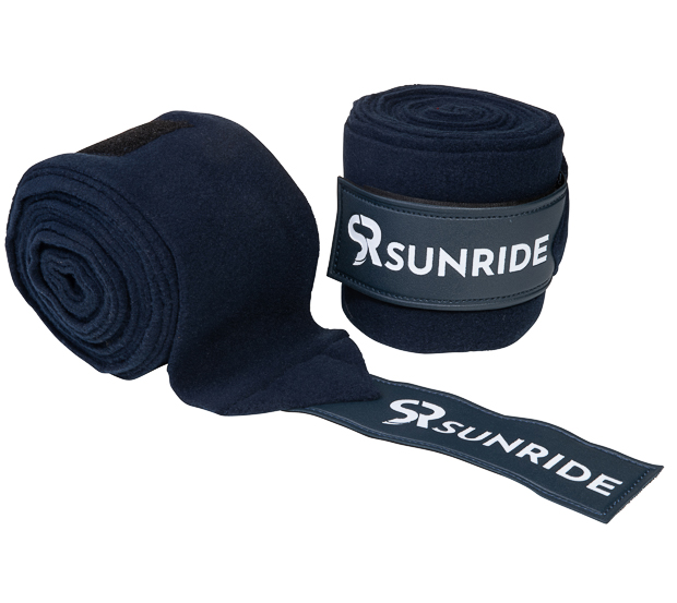 set of two blue fleece bandages with velcro closure from wellington line by sunride