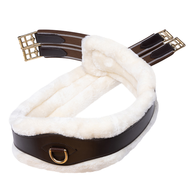 2-in-1 Leather Saddle Girth with Fur "SohoFlex"