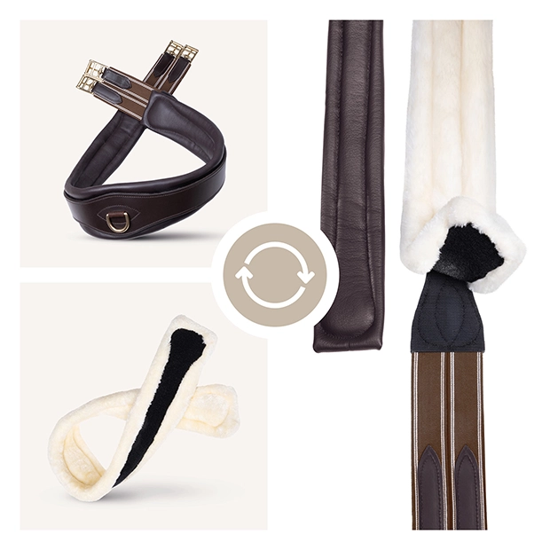 2in1 Leder Sattelgurt mit Fell "SohoFlex"