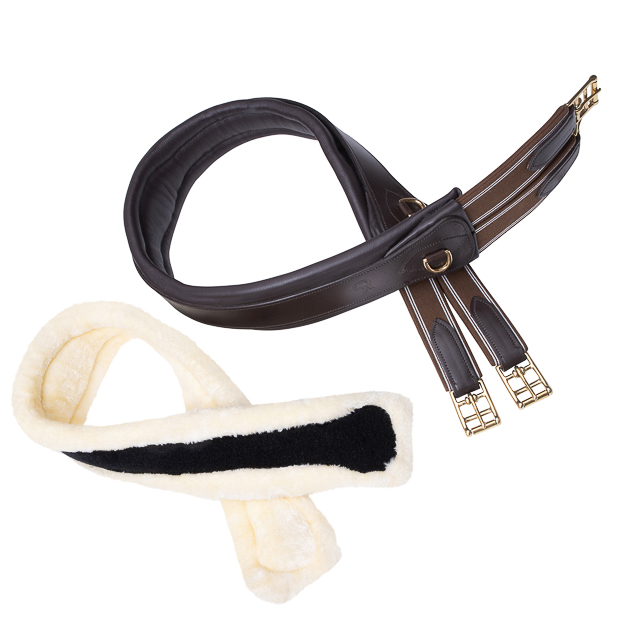 2-in-1 Leather Saddle Girth with Fur "SohoFlex"