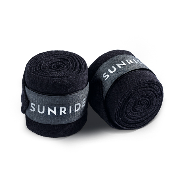 set of 2 black elastic stable bandages with reflectors by sunride