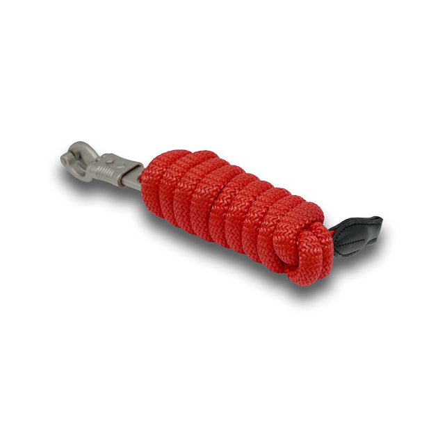 1 red lead rope with panic snap by sunride