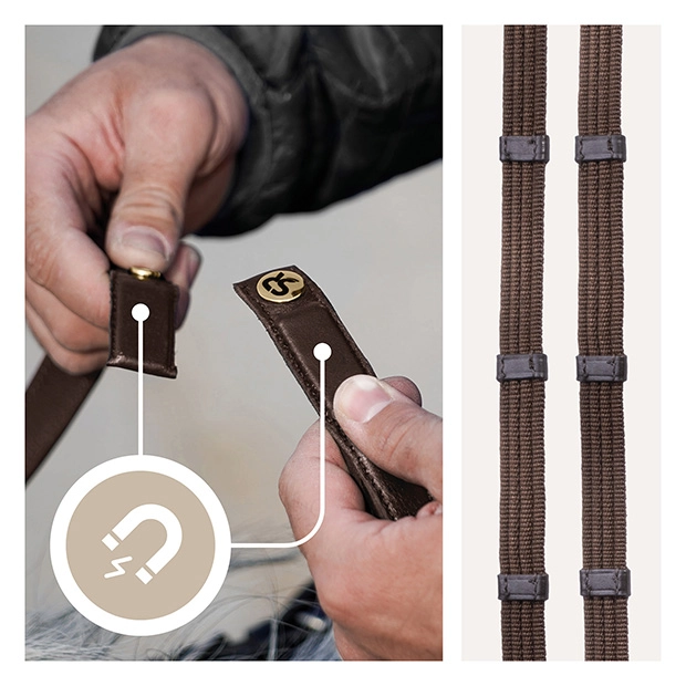 Safety belt reins with magnet "NoPanic"