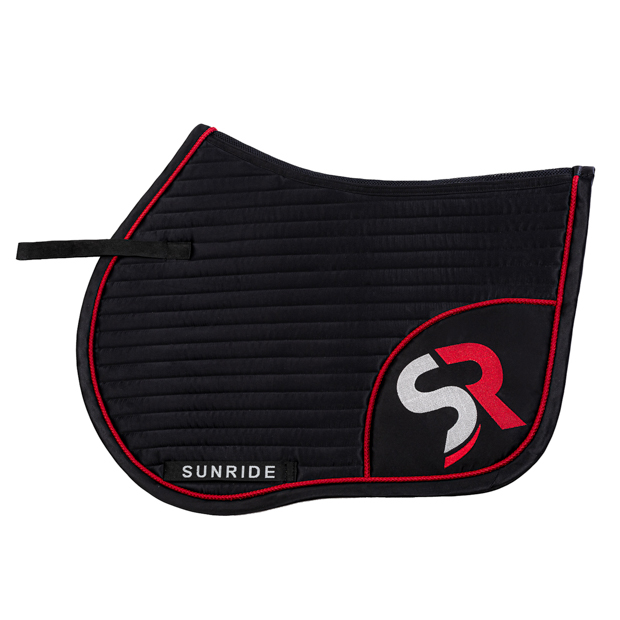 black red sr line jumping saddle pad with breathable air mesh spine by sunride