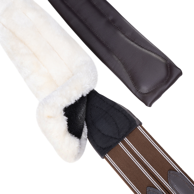 2-in-1 Leather Saddle Girth with Fur "SohoFlex"