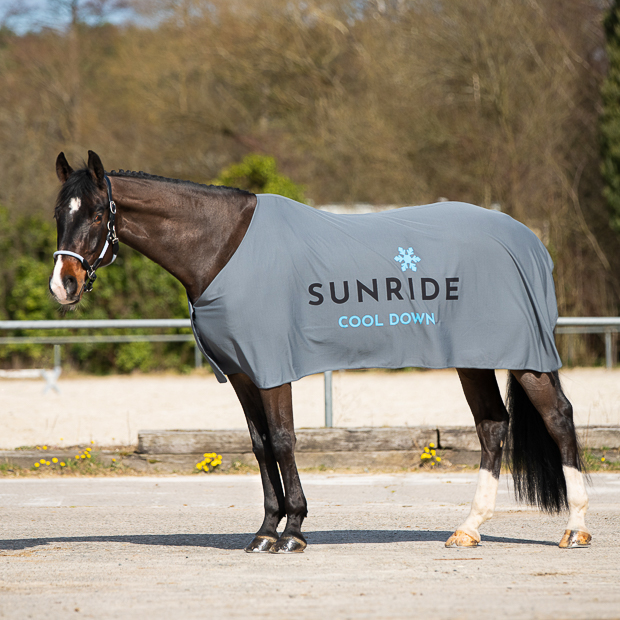 cooling rug cool down in light grey by sunride on a horse