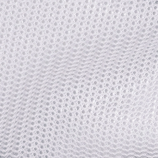 Close, up of a textured white mesh fabric, suitable for a horse fly sheet, showcasing its breathable design.