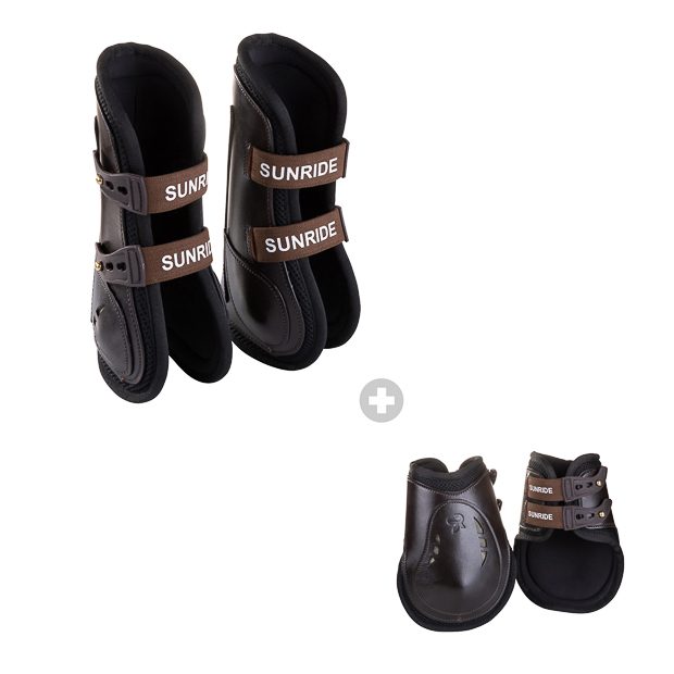 set springgamaschen leder und hofglocken schwarz braune springgamaschen aus leder mit elastischen zuegen von sunride im set mit den passenden streichkappen