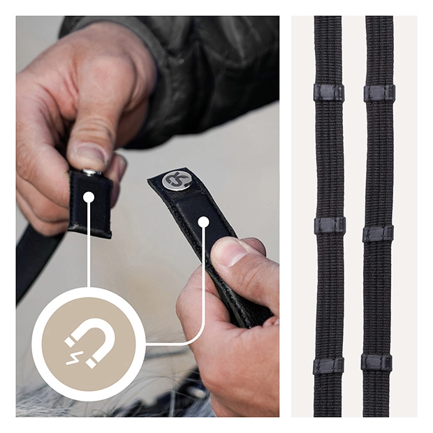 Safety belt reins with magnet "NoPanic"