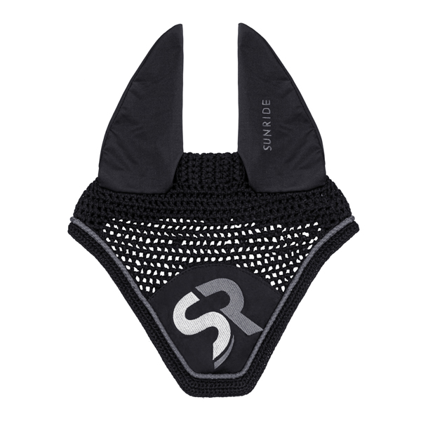 straight ear net and fly hood silver and black sr exclusive line by sunride