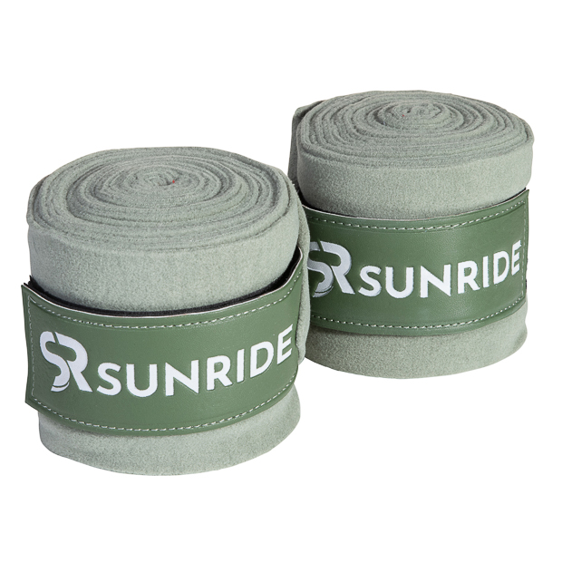 set of two olive fleece bandages with velcro closure from wellington line by sunride