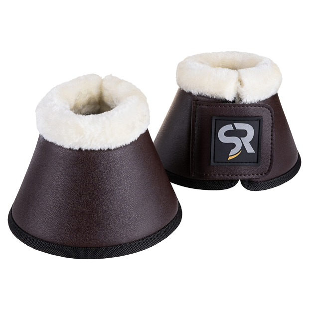 brown leather bell boots with fur and  neoprene inside and velcro closure