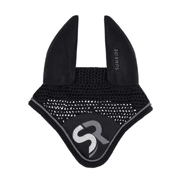 rounded ear net and fly hood silver and black sr exclusive line by sunride