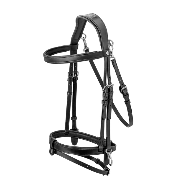 english combined leather easy clip bridle berlin black with silver mounting including reins