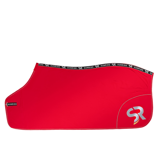 softshell and fleece cooler rug boston exclusive line red red boston cooler rug made of softshell and fleece with reflecting sr logo by sunride
