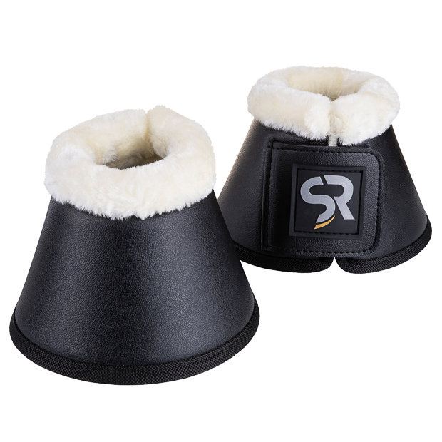 black leather bell boots with fur and  neoprene inside and velcro closure