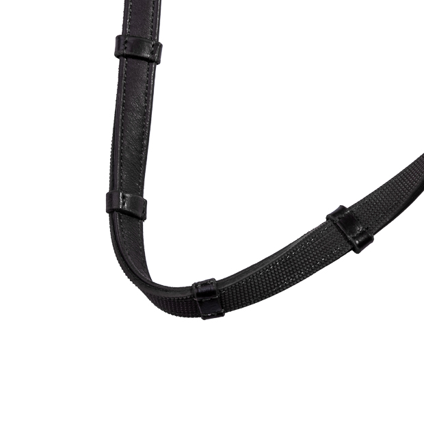 safety leather and rubber reins no panic in black with detailed view on stoppers