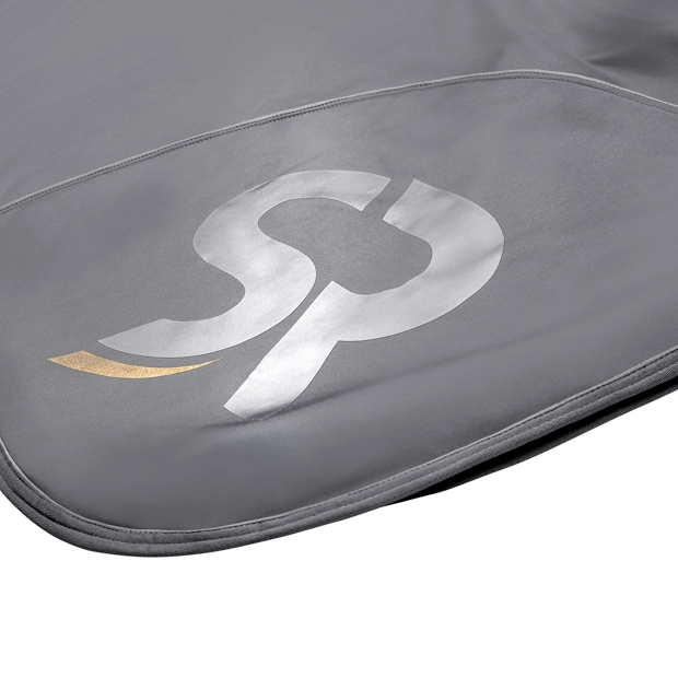 reflecting sr logo on cooler rug boston exclusive line grey grey boston cooler rug with detailed view on reflecting sr logo by sunride