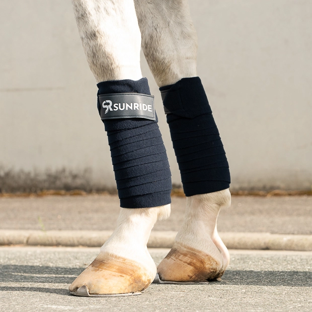 elastische fleece bandagen blau elastische bandagen aus fleece von sunride in blau am pferdebein