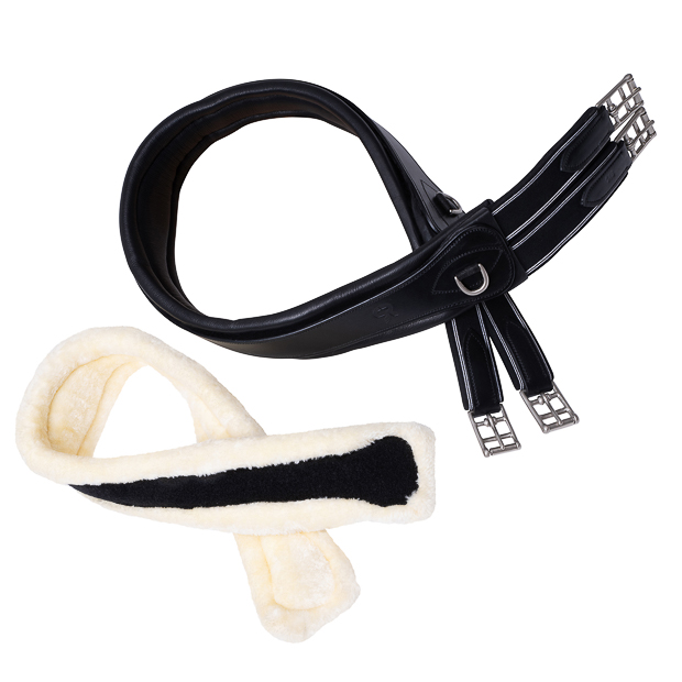 2-in-1 Leather Saddle Girth with Fur "SohoFlex"