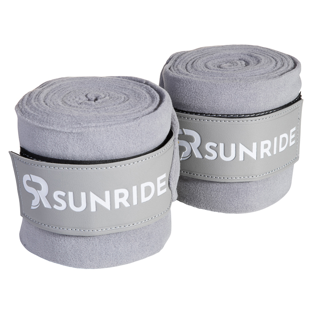 set of two grey fleece bandages with velcro closure from wellington line by sunride