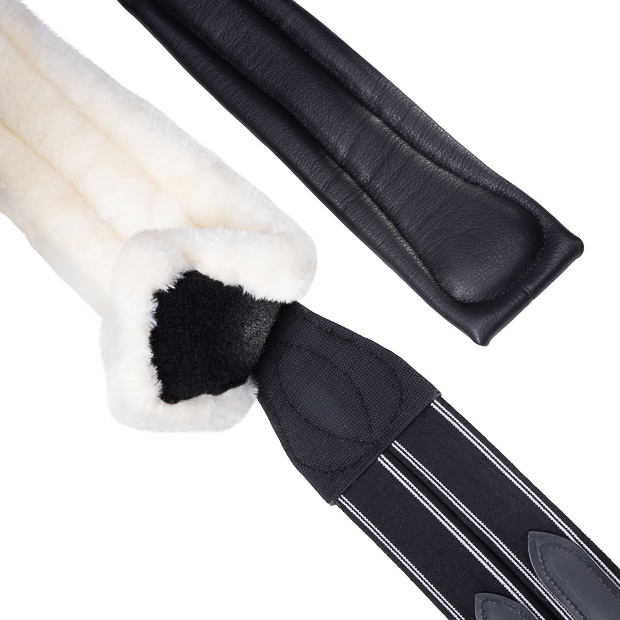 2-in-1 Leather Saddle Girth with Fur "SohoFlex"