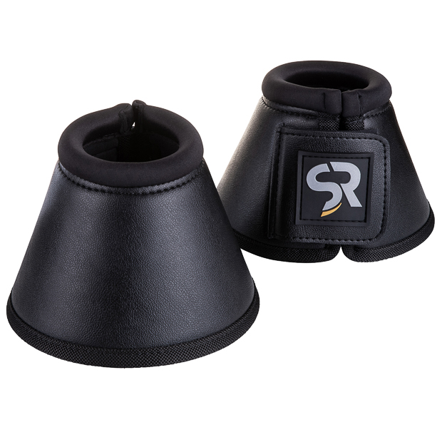 black leather bell boots with neoprene inside and velcro closure