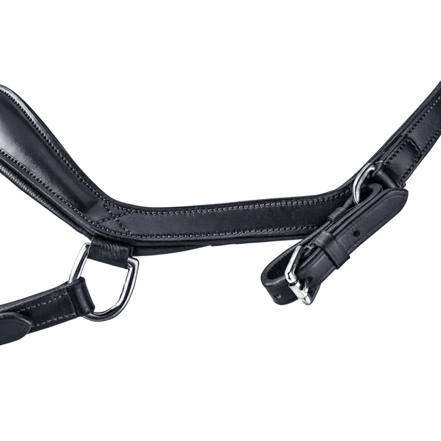 detailed view of bit lashes of english combined black leather bridle york with silver mounting including reins by sunride 