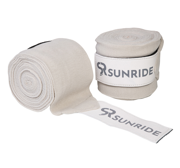 set of two beige fleece bandages with velcro closure from wellington line by sunride