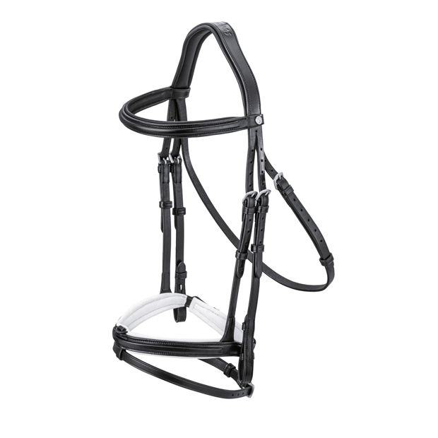white padded english combined black leather bridle hawaii with silver mounting including reins
