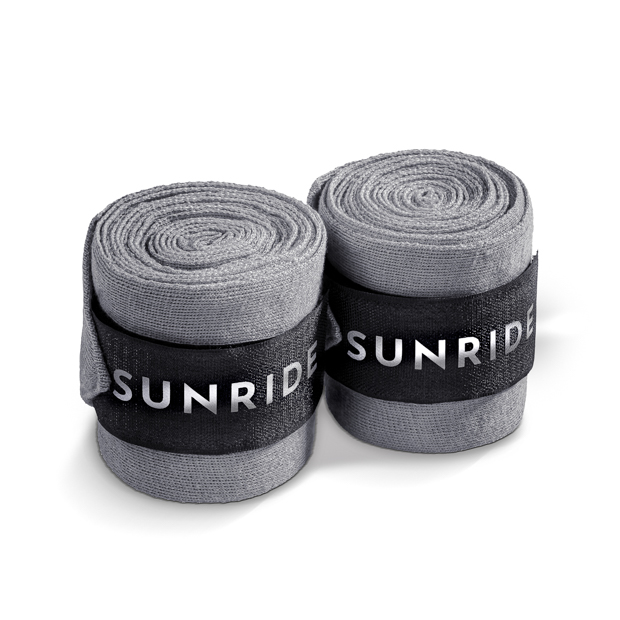 graue bandagen mit reflektierender sunride schrift  im set