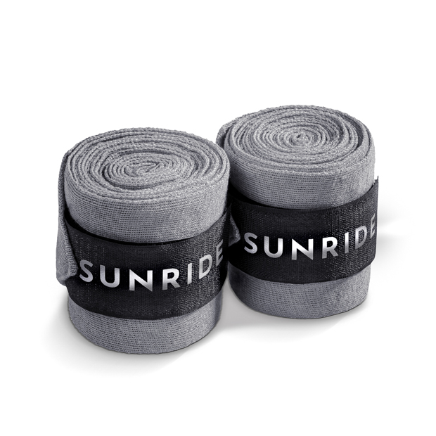 set of bandages grey with reflecting sunride logo