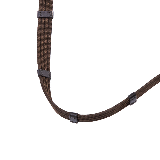 safety belt reins no panic in brown with detailed view on stoppers