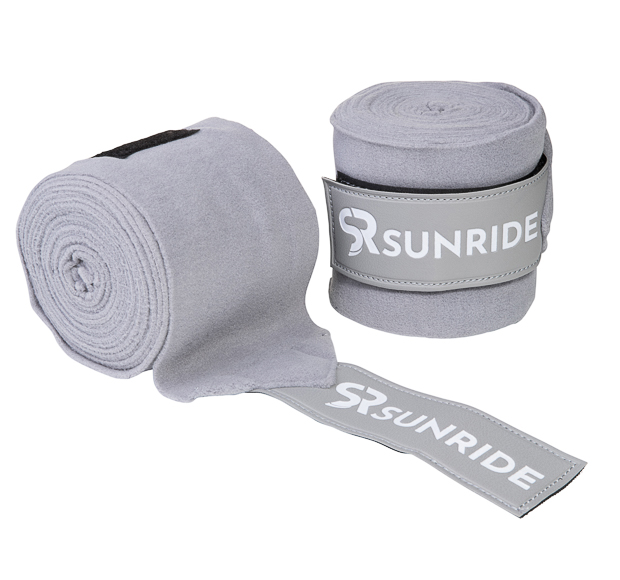 set of two grey fleece bandages with velcro closure from wellington line by sunride