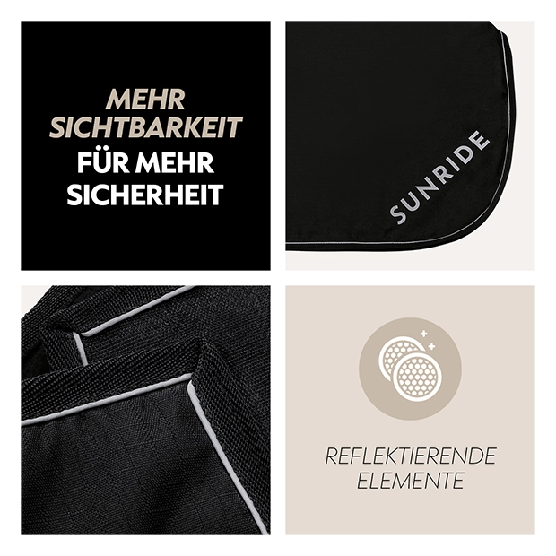 Ausreitdecke Derby mit reflektierenden Elementen und Logo für bessere Sichtbarkeit und mehr Sicherheit bei Dämmerung