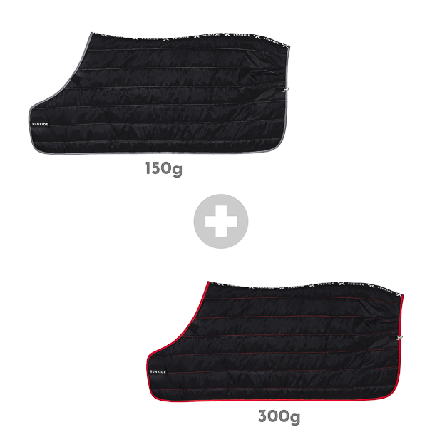 set of both black under rugs with 150 grams and 300 grams filling compatible with all sunride winter and rain rugs